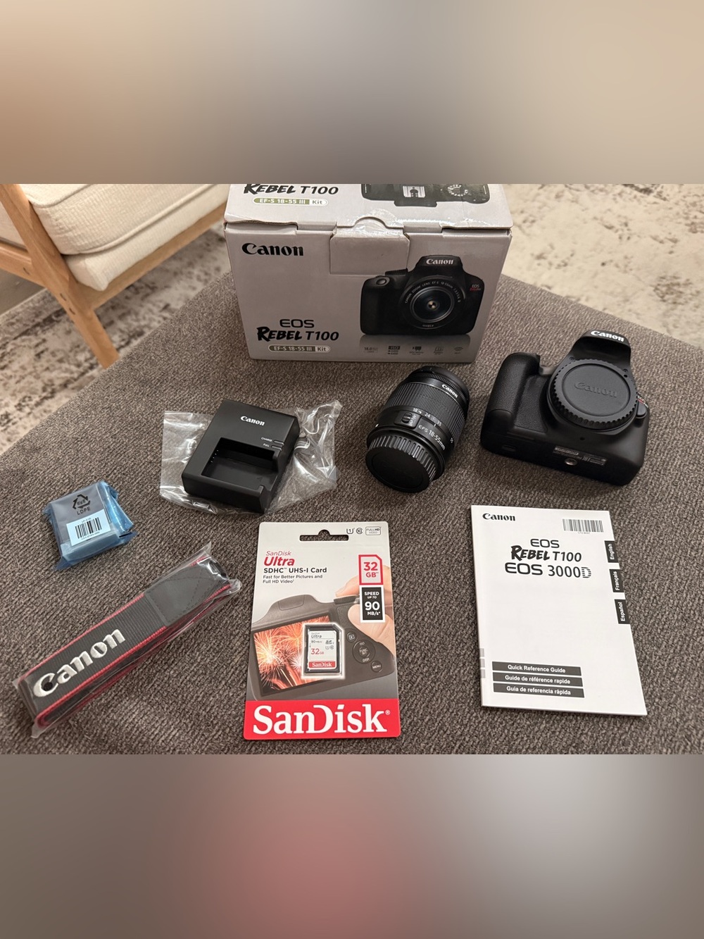 Canon EOS Rebel T100 camera and kit
